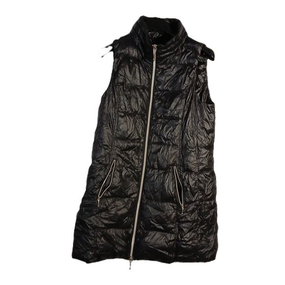 Anorak Long Nylon Down Vest/Puffer Style/Shiny Black/Style # 50171CAZ/Size** - Picture 1 of 6